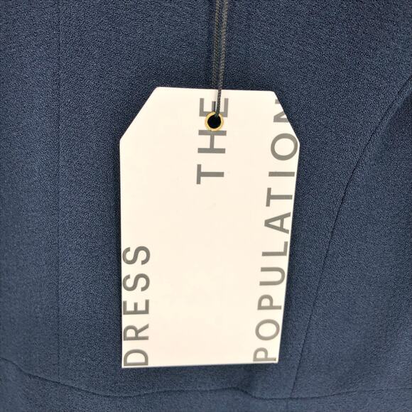 DRESS THE POPULATION Sandra Trumpet Gown XXL 14 Midnight Blue Crepe Dress NWT - Picture 9 of 11